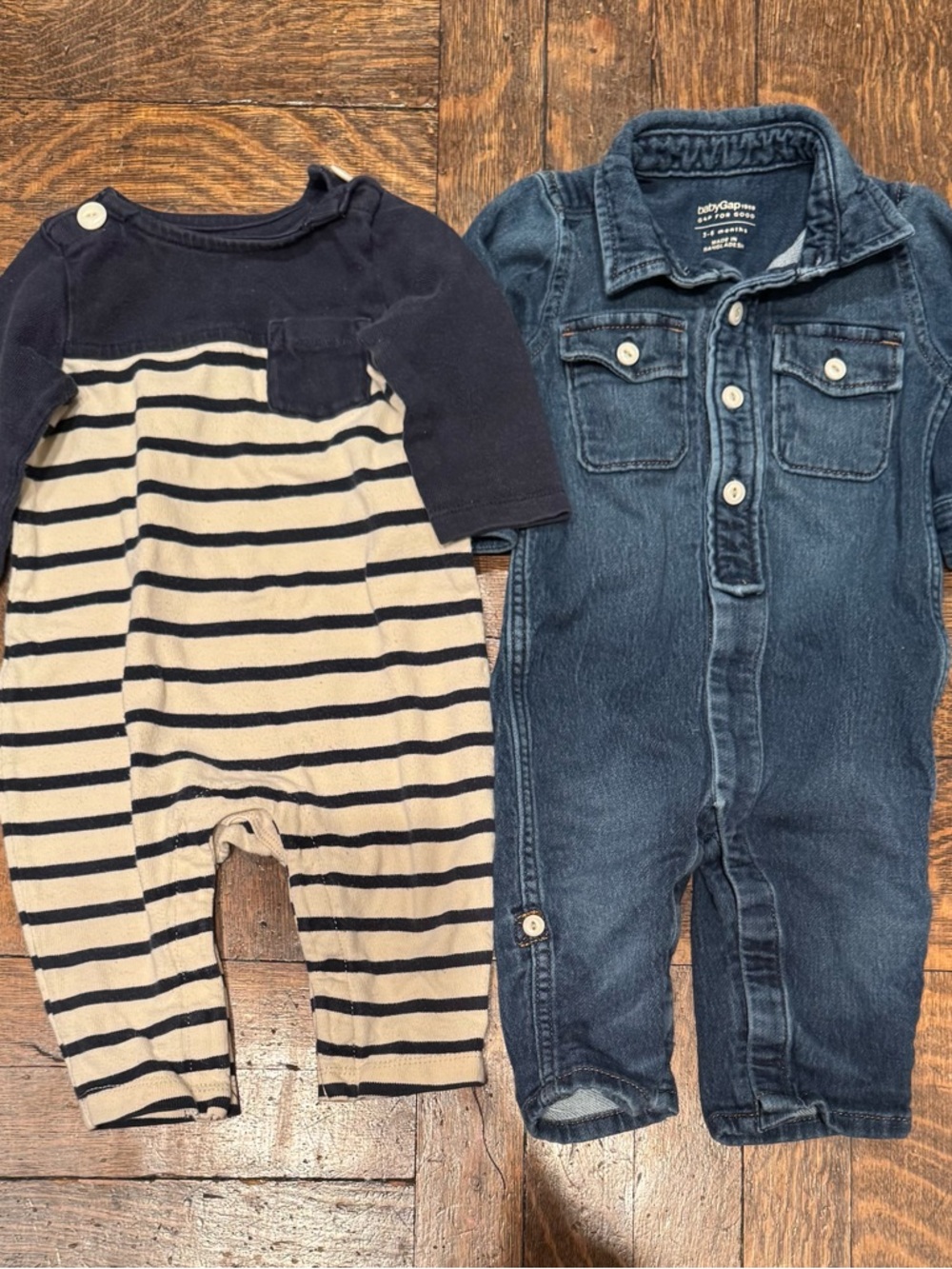 2x babyGap Infant Cotton One-Piece Romper Playsuits LOT Size 3-6 Months